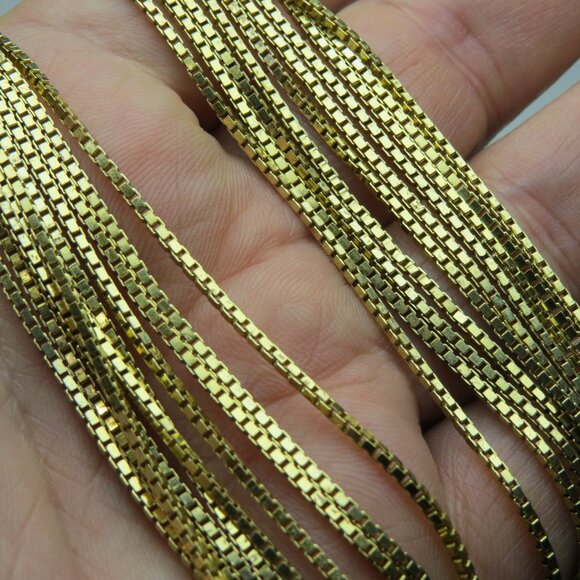 14k Gold *925 Sterling Silver Multi Box Chain Necklace - Picture 1 of 6